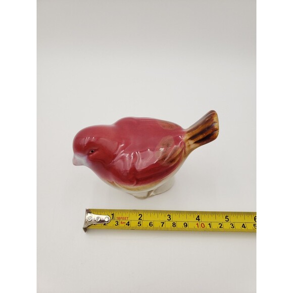 Vintage Ceramic Bird Figurine Red & Off White Or Light Beige 4" Unmarked - Picture 6 of 10